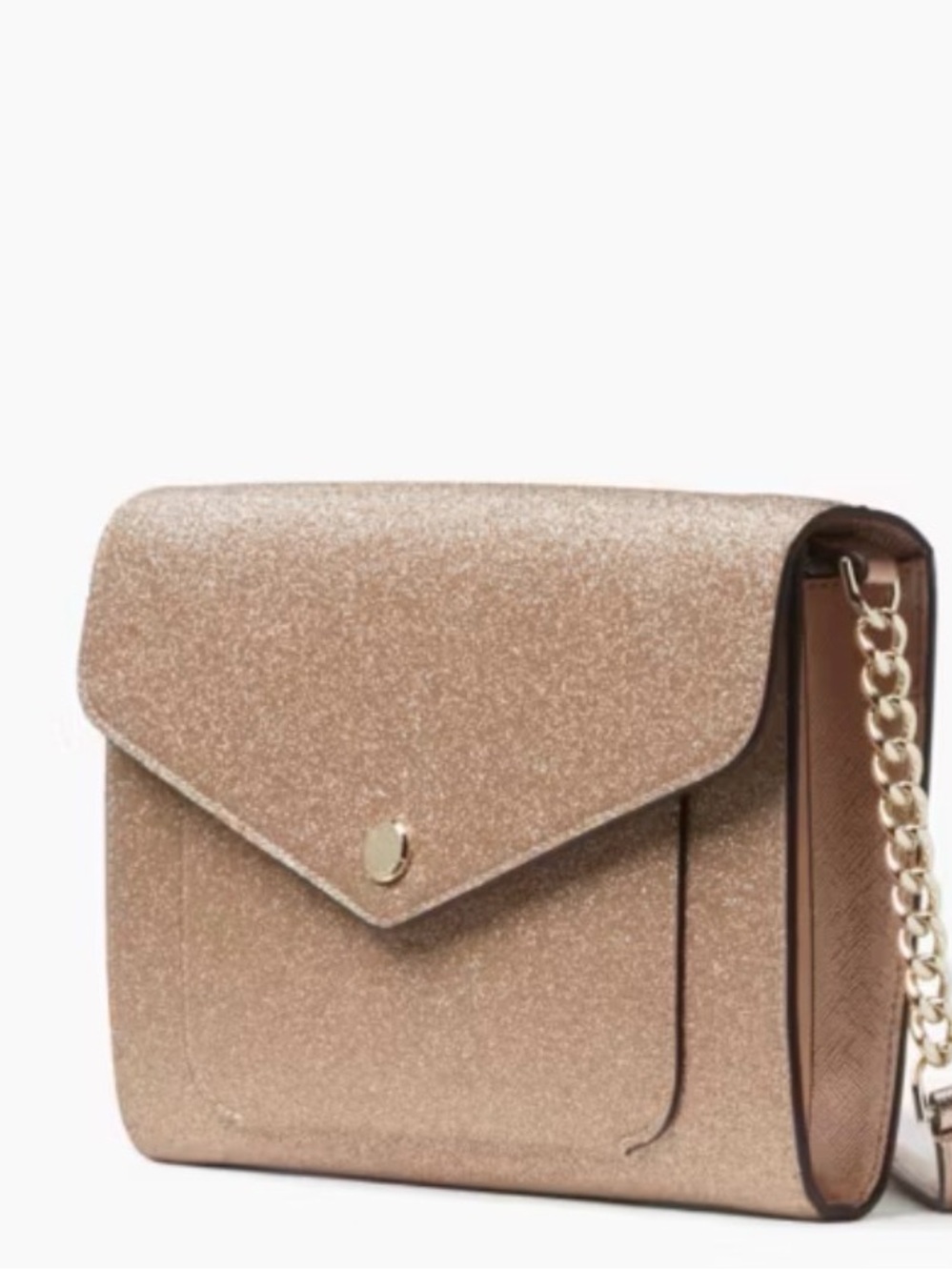 Kate Spade Tinsel Glitter Envelope Crossbody Bag in Rose Gold